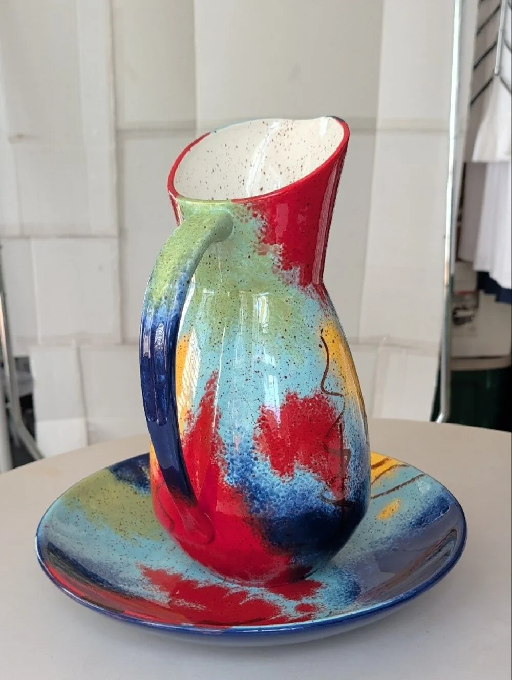Pfalztzgraff Sedona Handpainted Multicolor Ceramic Pitcher & Centerpiece Plate